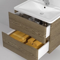 Водолей Мебель для ванной Adel 70 подвесная дуб крымский коричневый – фотография-4